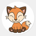 Sitting Fox Round Sticker