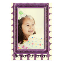 Six Year Old  Girls Birthday Photo Cards Business Card