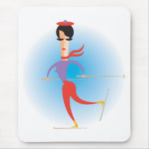 Sixties Lady Skier Mouse Pad