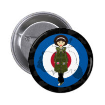 Sixties Mod Girl in Parka with Scooter Button