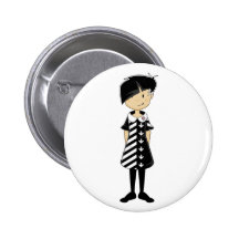 Sixties Mod Girl in Retro Dress Button