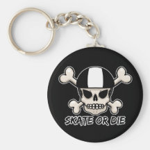 Skate or die skull and crossbones key chains