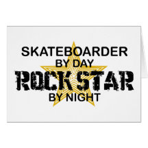 Skateboarder Rock Star by Night Greeting Cards