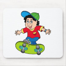 Skateboarding boy mouse pad
