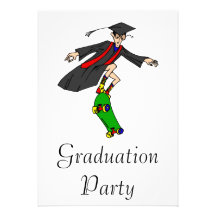 Skateboarding to graduation personalised invitation