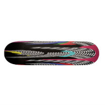 Skateboards - chequered rainbow swirls