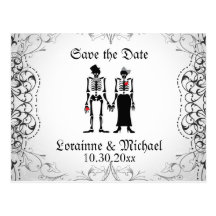 Skeleton Bride & Groom Save the Date Postcards