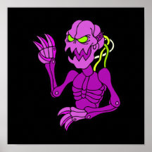 Skeleton looking alien robot purple.png poster