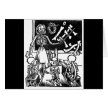 Skeleton Teacher and Students "Day of the Dead" Greeting Card