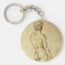 Sketch of Michelangelo's David Statue by Raphael Keychains