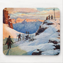 Skiing in the Mountains Mouse Pads