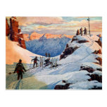 Skiing in the Mountains Post Cards
