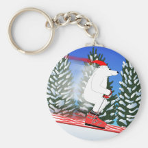 Skiing Polar Bear Key Chains