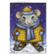 Skiing Rat Card