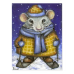 Skiing Rat Post Card