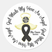 Skin Cancer God Made My Hero An Angel Round Stickers