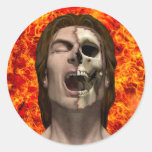 Skin Deep w/Fire Background Round Sticker