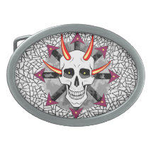 Skull and arrows decoration oval belt buckles