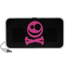 Skull and Crossbones. Hot Pink and Black. Portable Speakers