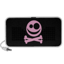 Skull and Crossbones. Pink and Black. iPod Speakers