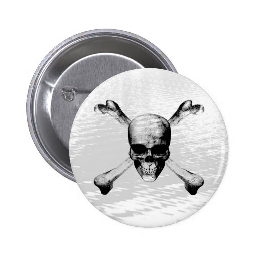 Skull and Crossbones w/Watery Background Button