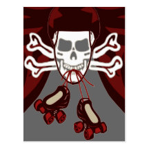 skull and skates postcard