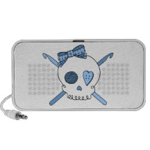 Skull & Crochet Hooks (Baby Blue) iPod Speakers