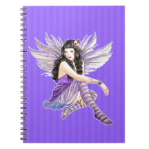 Skull Fairy Preppy Purple Stripes Notebook