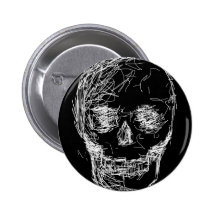 Skull, in White. Pinback Button