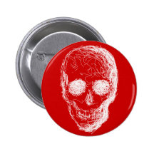 Skull, in White. Pinback Buttons