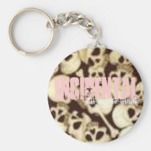 Skull Keychain (Pink & Brown)