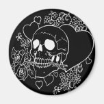 Skull Love - Skulls, Roses and Hearts by Al Rio Fridge Magnets