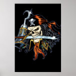 Skull Pirate with Sword and Hook by Al Rio Posters