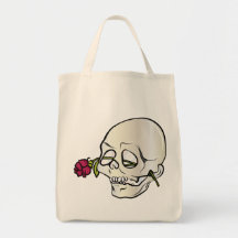 Skull ~ Red Rose 2 Tattoo Skull Fantasy Art Canvas Bag
