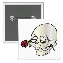 Skull ~ Red Rose 2 Tattoo Skull Fantasy Art Pins