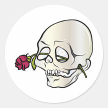 Skull ~ Red Rose 2 Tattoo Skull Fantasy Art Sticker