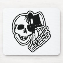 Skull Top Hat Gentleman B&W Mousepad
