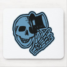 Skull Top Hat Gentleman Blue Mousepads