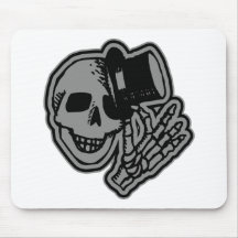 Skull Top Hat Gentleman Grey Mouse Pad