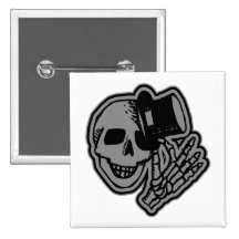 Skull Top Hat Gentleman Grey Pins