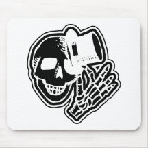 Skull Top Hat Gentleman Negative B&W Mousemat