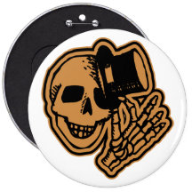 Skull Top Hat Gentleman Orange Buttons