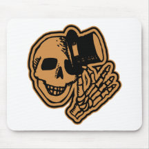 Skull Top Hat Gentleman Orange Mousemats
