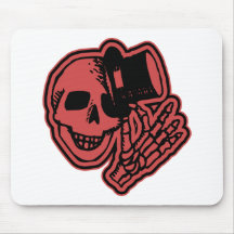 Skull Top Hat Gentleman Red Mousepads