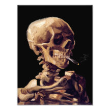 Skull with a burning cigarette by Van Gogh Art Photo