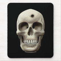 Skull with Bullet Hole Mouse Pads
