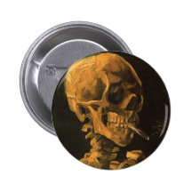 Skull with Cigarette Button Badge