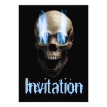 Skull with flaming eyes custom invitation