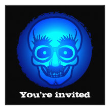Skull with funny glasses invitation