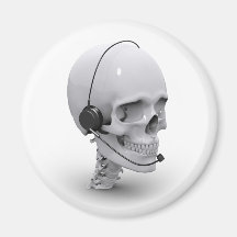 Skull with headset refrigerator magnets